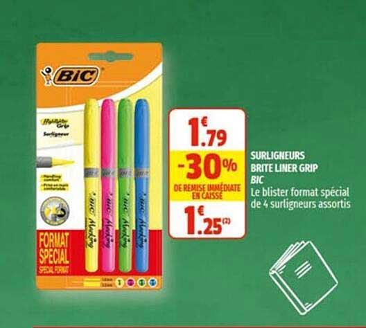surligneurs brite liner grip bic