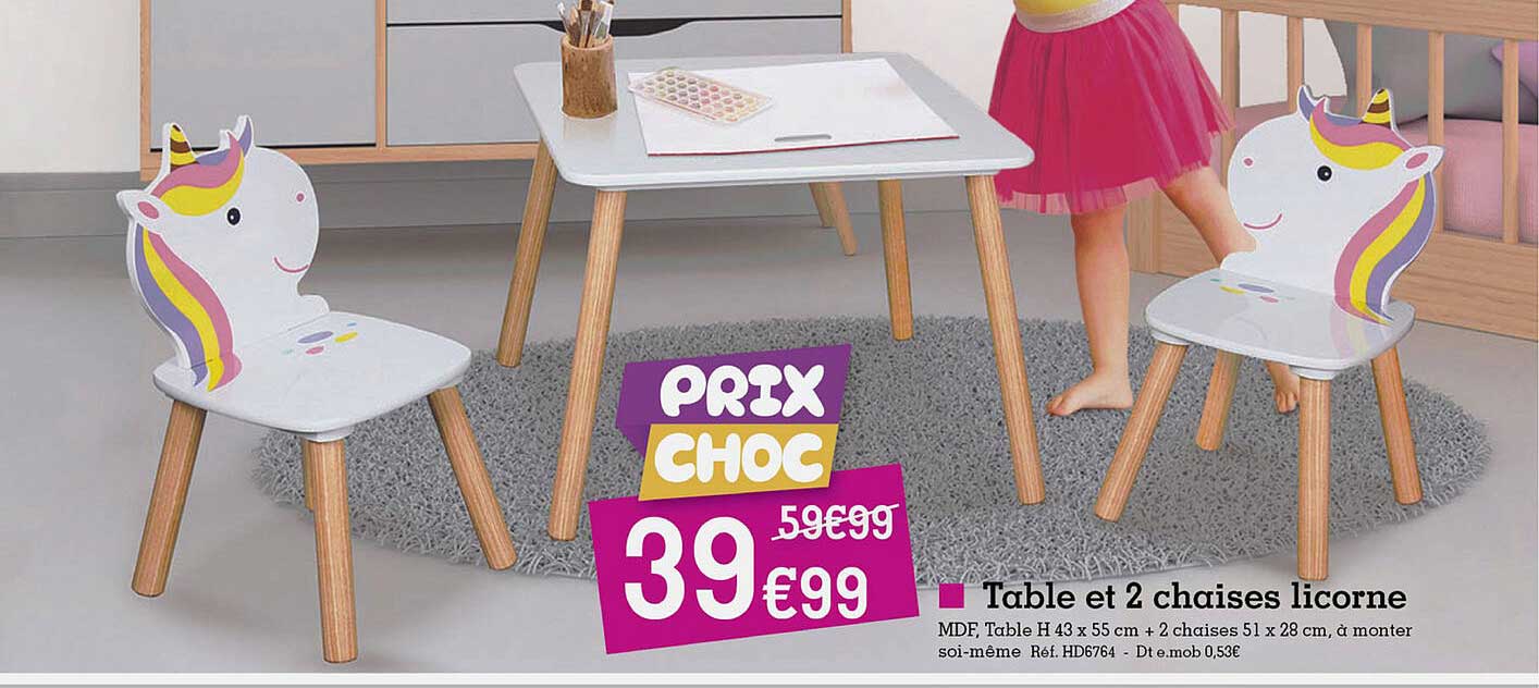 Table Et 2 Chaises Licorne