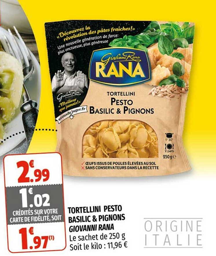 tortellini pesto basilic & pignons giovanni rana