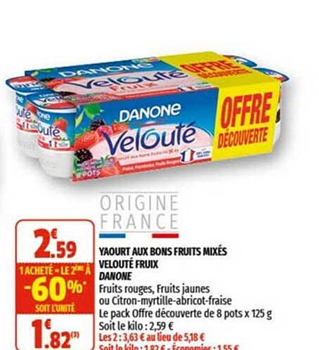 yaourt aux bons fruits mixés velouté fruix danone