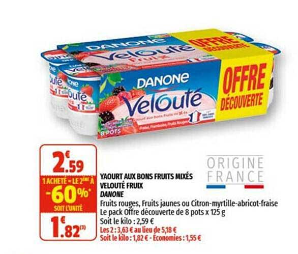 yaourt aux bons fruits mixés velouté fruix danone