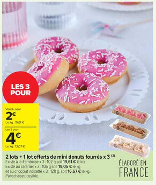 2 lots + 1 lot offerts de mii donuts fourrés x3