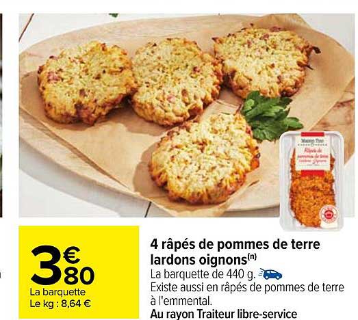 4 Râpés De Pommes De Terre Lardons Oignons
