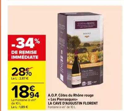a.o.p. côtes du rhône rouge «les pierrasques» la cave d'augustin florent