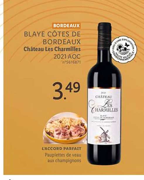 bordeaux blaye côtes de bordeaux château les charmilles 2021 aoc