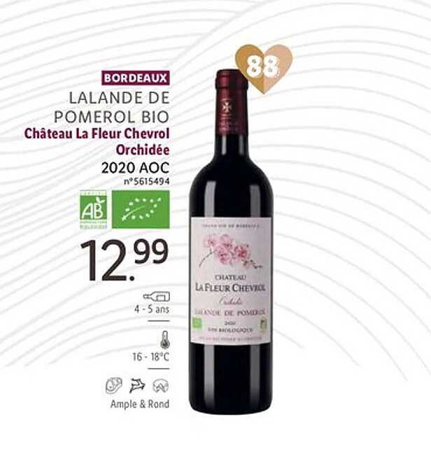 bordeaux lalande de pomerol bio château la fleur chevrol orchidée 2020 aoc