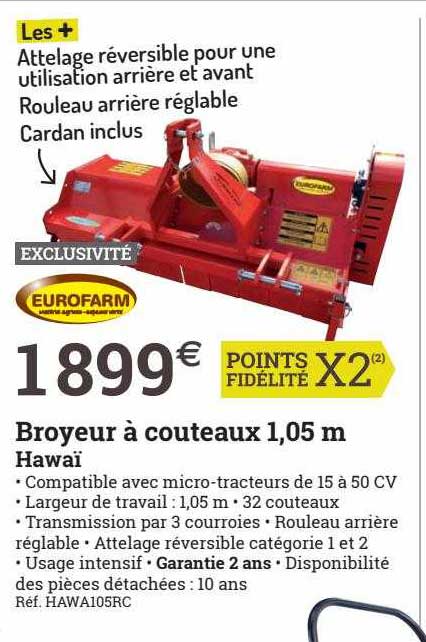 broyeur à couteaux 1,05 m hawaï eurofarm