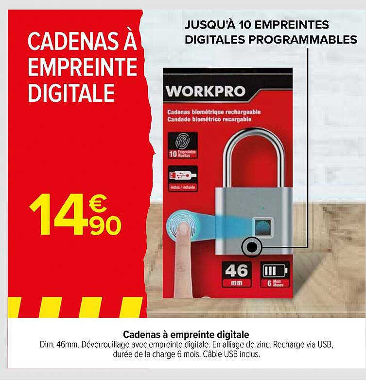 cadenas à empreinte digitale workpro