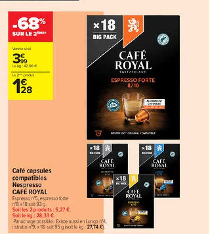 café capsules compatibles nespresso café royal