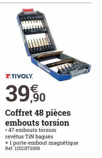 coffret 48 pièces embouts torsion tivoly