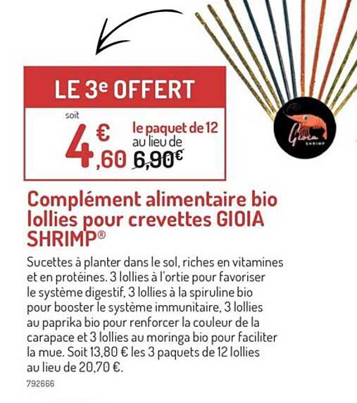 complément alimentaire bio lollies pour crevettes gioia shrimp