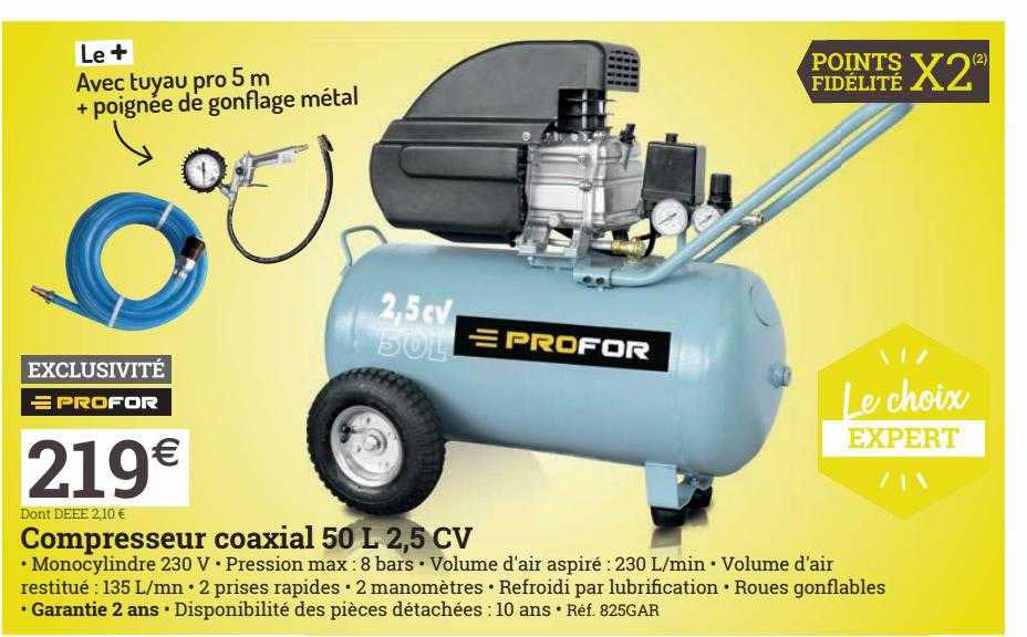 compresseur coaxial 50 l 2,5 cv profor