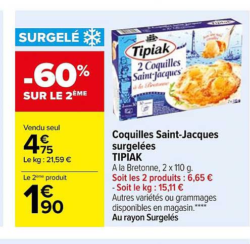 coquilles saint-jacques surgelées tipiak