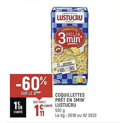 coquillettes prêt en 3 min' lustucru