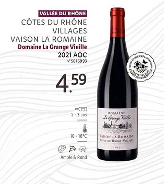 côtes du rhône villages vaison la romaine domaine la grange vieille 2021 aoc