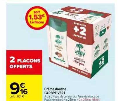 crème douche l'arbre vert