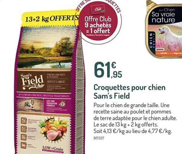croquettes pour chien sam's field
