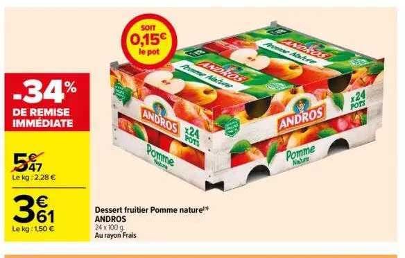 Dessert Fruitier Pomme Nature Andros