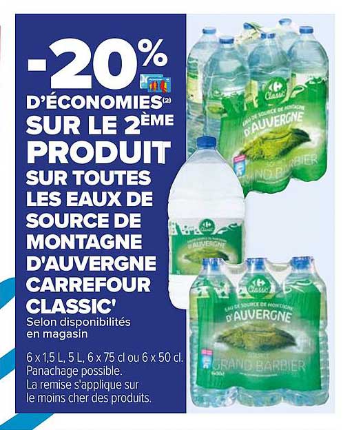 eaux de source de montagne d'auvergne carrefour classic'