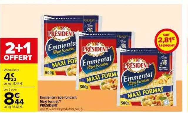 emmental râpé fondant maxi format président