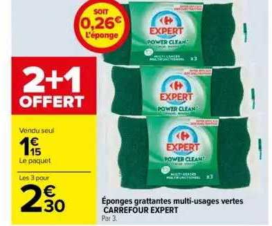 éponges grattantes multi-usages vertes carrefour expert