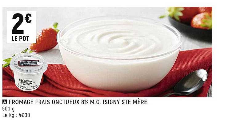 fromage frais onctueux 8% m.g. isigny ste mère