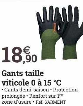 gants taille viticole 0 à 15°c