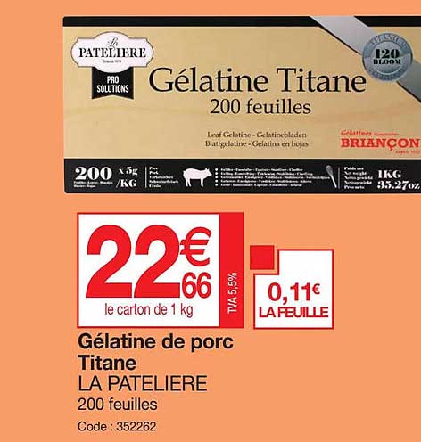 gélatine de porc titane la pateliere