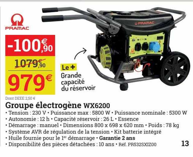 groupe électrogène wx6200 pramac