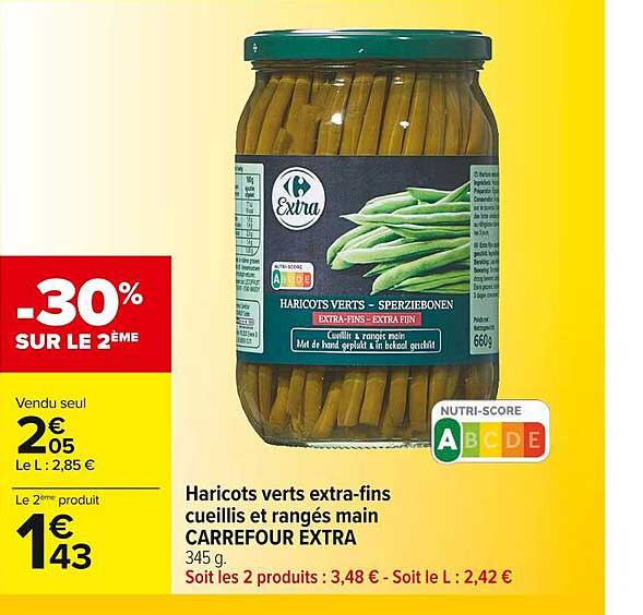 haricots verts extra-fins cueillis et rangés main carrefour extra