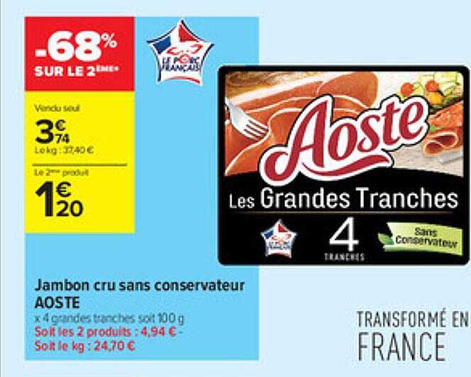 jambon cru sans conservateur aoste