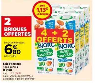 lait d'amande sans sucres bjorg