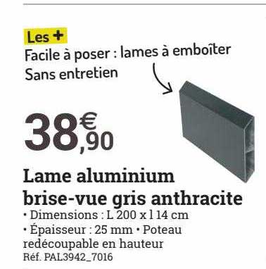 lame aluminium brise-vue gris anthracite