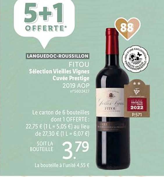 Langedoc-roussillon Fitou Sélection Vieilles Vignes Cuvée Prestige 2019 Aop