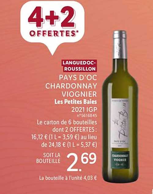 langedoc-roussillon pays d'oc chardonnay viognier les petites baies 2021 igp