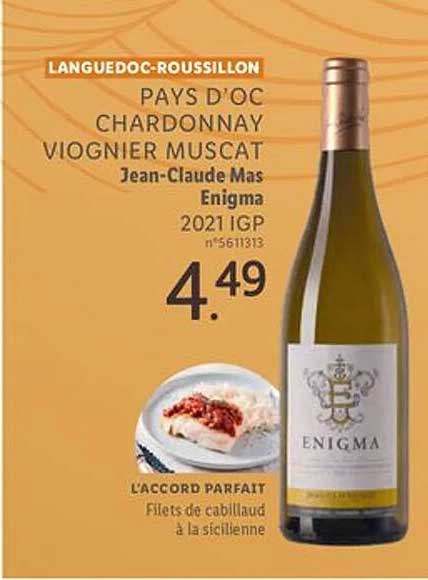 langedoc-roussillon pays d'oc chardonnay viognier muscat jean-claude mas enigma 2021 igp