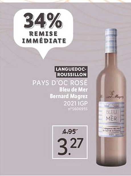 Langedoc-roussillon Pays D'oc Rosé Bleu De Mer Bernard Magrez 2021 Igp