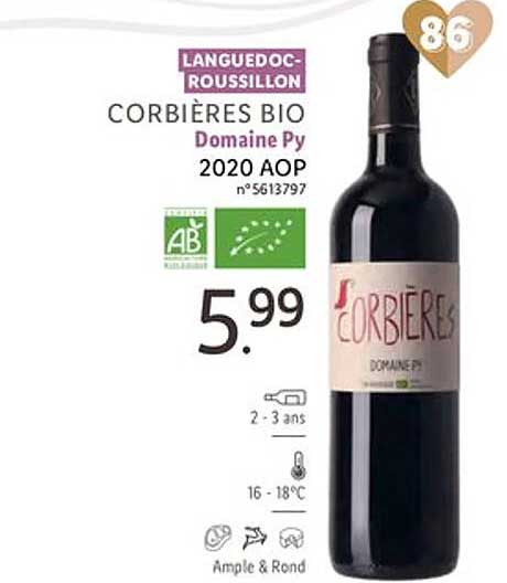 languedoc-roussillon corbières bio domaine py 2020 aop