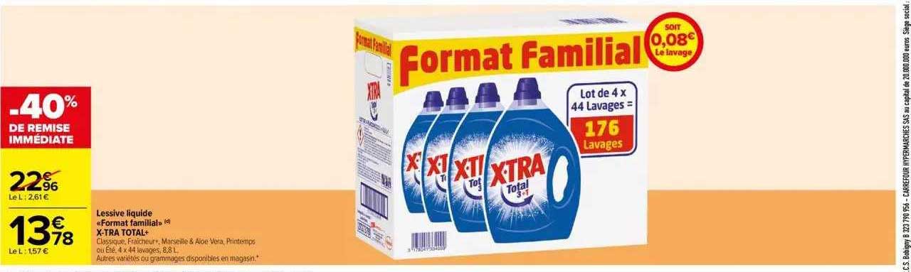 Lessive Liquide «format Familial» X-tra Total+
