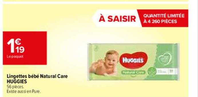 Lingettes Bébé Natural Care Huggies