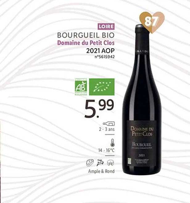 loire bourgueil bio domaine du petit clos 2021 aop