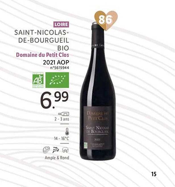 loire saint-nicolas-de-bourgueil bio domaine du petit clos 2021 aop