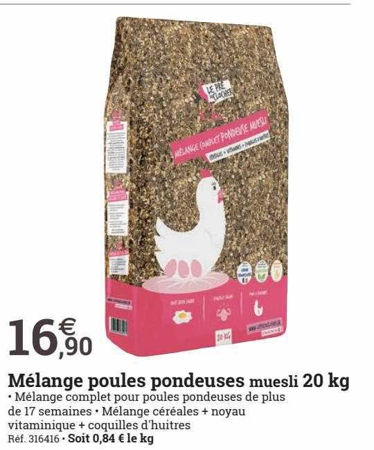 Mélange Poules Pondeuses Muesli 20 Kg