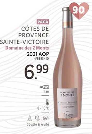 paca côtes de provence sainte-victoire domaine des 2 monts 2021 aop