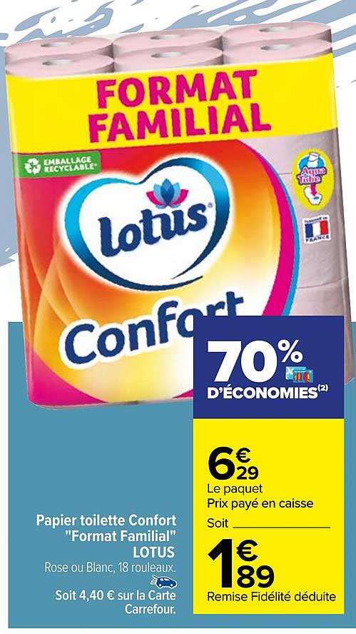papier toilette confort "format familial" lotus