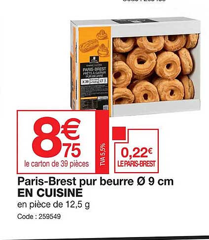 paris-brest pur beurre ø 9 cm en cuisine