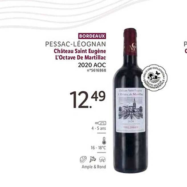 pessac-léognan château saint eugène l'octave de martillac 2020 aoc