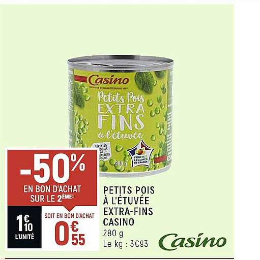 petits pois à l'étuvée extra-fins casino