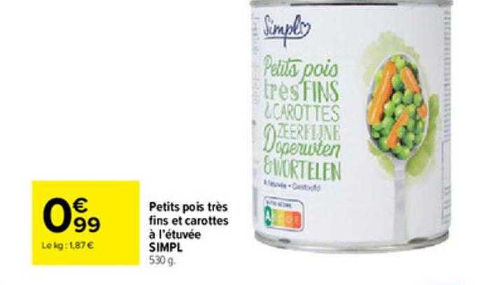 petits pois très fins et carottes à l'étuvée simpl