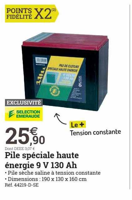 pile spéciale haute énergie 9 v 130 ah sélection émeraude